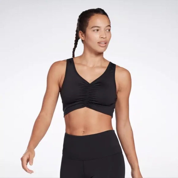 2/$20   Reebok Studio Ruched Cropped Tank Top - Black - Picture 1 of 9
